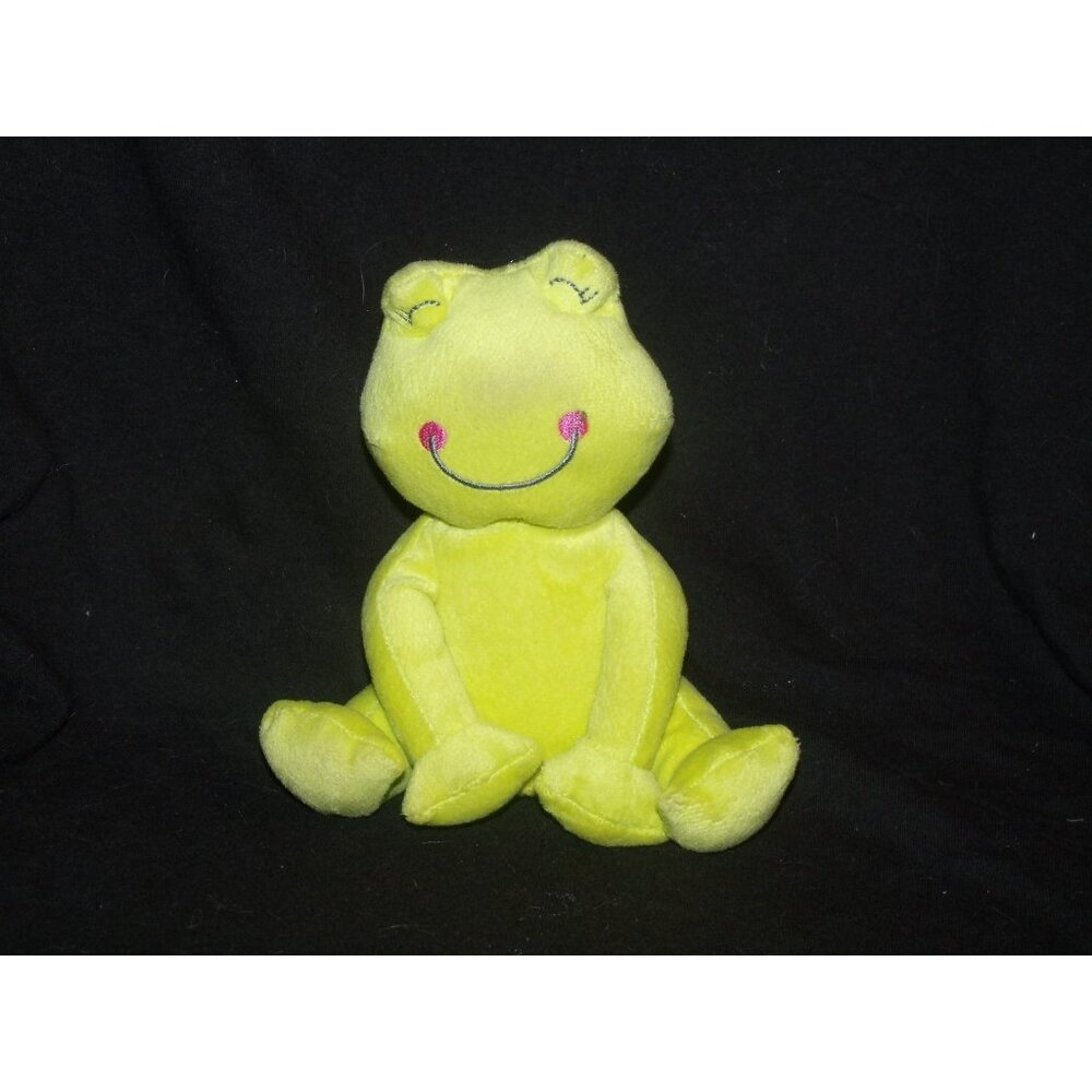 Carter's Kids Line Plush Green Frog Sitting Sleepy‎ Stuffed Animal 6" RN 99584